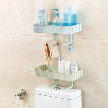 Nemokamai-punch vonios lentyna, plastikinės sienos kabo vonios reikmenys sienos siurbimo tualetas stalčiuko organizatorius pf924123