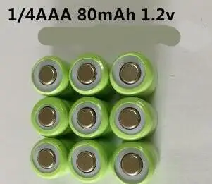 Nemokamai shippping 10vnt/daug 1.2 V 1/4AAA 80mAh ni-mh baterijos nikelio metalo hidrido baterijos žaislas tešlą