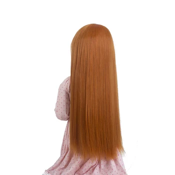 Nemokamas Pristatymas Aukštos kokybės Korėja sintetinės oranžinės spalvos ilgi tiesūs BJD SD lėlės plaukų perukas 1/3 1/4 1/6 rinktis