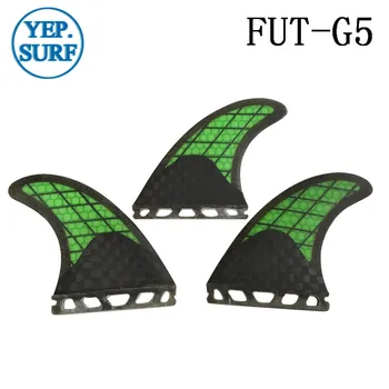 Nemokamas Pristatymas Naršyti Ateityje G5 Pelekai Žalia su juoda Banglenčių Anglies pluošto Fin Quilhas Pelekus