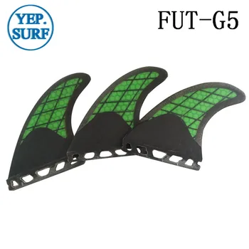 Nemokamas Pristatymas Naršyti Ateityje G5 Pelekai Žalia su juoda Banglenčių Anglies pluošto Fin Quilhas Pelekus