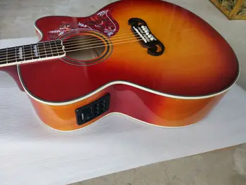 Nemokamas pristatymas pritaikyti gitara cutaway gitara jumbo kūno cherry sunburst 43 cm akustinis folk gitara
