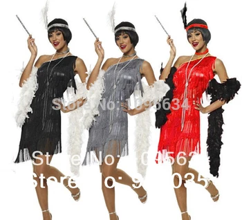 Nemokamas pristatymas Suaugusiųjų Juoda Riaumojimas Flapper Charleston Fancy Dress Kostiumai 20s Seksualus kostiumas 3 spalvos S,M,L,XL,2XL SANDĖLYJE