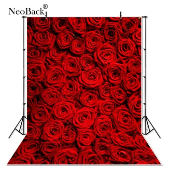 NeoBack Valentino Raudona Rožė Gėlių Sienos Fotografijos Fonas Vestuves Studija Nuotrauka Fone Photocall Reklama Apdaila