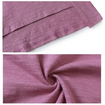Nereguliarus Hem Moterų, O-Kaklo Bambuko medvilnės marškinėliai 2021 Naujas Prarasti Mados Briaunoti Slim Marškinėlius Ponios Rudenį, Pavasarį violetinė mėlyna Viršūnes