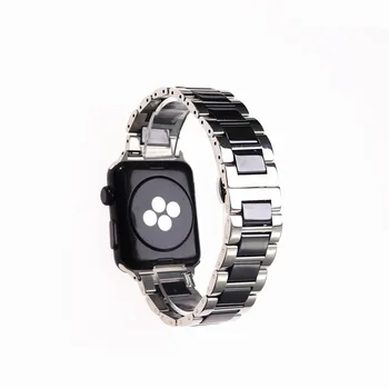 Nerūdijantis Plienas+Keraminės Nuorodą Grandinės Watchband Apple Žiūrėti 6 SE 5 4 3 2 1 Metalo iwatch 38mm 40mm 42mm 44mm Riešo Dirželis Diržas