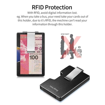 NewBring Kredito Kortelės Turėtojas Metalo Su RFID Blokavimo Piniginės Integracijos Dizaino ir Moterų, Ir Vyrų Pinigų Rankinėje EDC