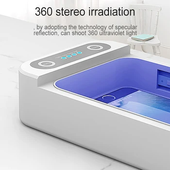 Nešiojamas Ultragarsinis švaresnis Sterilizer UV Box uv-C Šviesos Lempos Su Belaidžio Įkrovimo Laikrodžių Telefono Aromaterapija Esterilizador