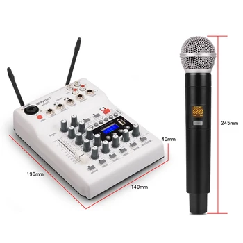 Nešiojamų DJ Konsolė Maišytuvas garso plokštė su 2 kanalas, UHF bevielis mikrofonas Namų PC Studio Įrašymo Tinklo Gyvai, Karaoke