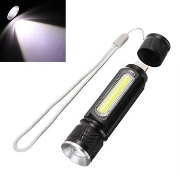 Nešiojamų T6 COB LED Žibintuvėlis Tikrinimo Lempa USB Įkrovimo Handlamp Elektrinis Žibintuvėlis atsparus Vandeniui 4 Režimai Brightnes Kolonėlė