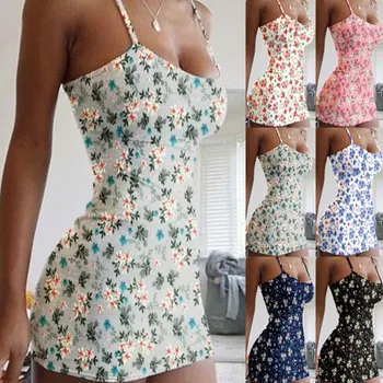 Nibber Derliaus Gėlių Spausdinti Spageti Dirželis Moterų Suknelė Naujas Vasaros Paprasta Seksualus Paplūdimio Ponios Elegantiškas Bodycon Mini Suknelės