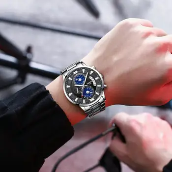 NIBOSI Nauja Sapphire Sporto Laikrodžiai Vyrams Top Brand Prabanga Karinės Nerūdijančio Plieno Riešo Žiūrėti Žmogus Laikrodis Chronografas Laikrodis