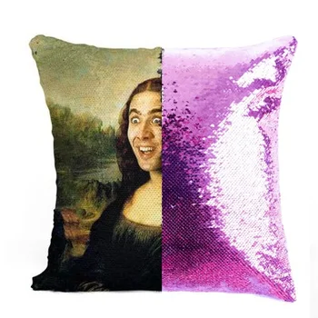 Nicolas Cage Mona Lisa china Grįžtamasis Spalva ChangingPillowcase dovana jai, dovana jam pagalvė magic pagalvė
