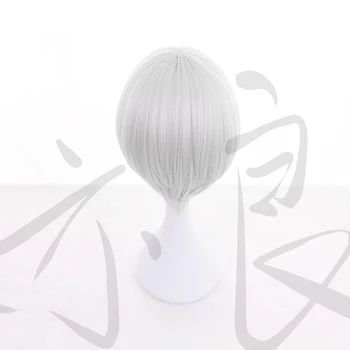 NieR:Automatai cosplay 9S trumpas perukas Cosplay YoRHa 9S sidabro baltos spalvos perukas Cosplay Halloween Carnival perukas vyrams