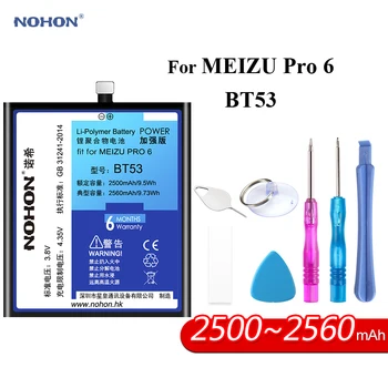 Nohon Baterija MEIZU Pro 6 Pro6 BT53 2560mAh įmontuotas Didelės Talpos Telefono Li-polimero Bateria Už MEIZU Pro 6 Baterijas +Įrankiai