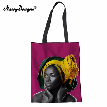 Noisydesigns Moterų Drobės Pirkinių Krepšys Moteriška Rankinė Afro Art Princesė Pečių Maišą Ponios Beach Top-Rankena Nešti Rankinėje Bolsa