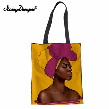 Noisydesigns Moterų Drobės Pirkinių Krepšys Moteriška Rankinė Afro Art Princesė Pečių Maišą Ponios Beach Top-Rankena Nešti Rankinėje Bolsa