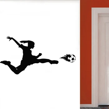 Nuimamas Mergaičių Futbolo Žaidėjas Sienos Lipdukas Futbolo Mergina Miegamasis Žaisti Futbolą Namų Dekoro Sienos Lipdukas 