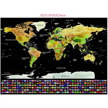 Nulio Pasaulio Žemėlapis Kelionės Deluxe Edition Asmeninį Sienų Lipdukų Dekoras Namuose