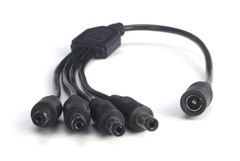 Nuolatinės SROVĖS Skirstytuvo 4 Būdas Power Splitter Cable 1-Vyras, 2-Dual Moterų Smegenų VAIZDO Kamera 5.5 mm / 2.1 mm