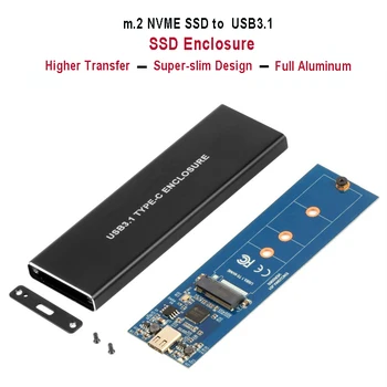 NVMe PCIE USB3.1 HDD Talpyklos M. 2 USB 3.1 C Tipo KLAVIŠĄ M SSD talpyklos Kietajame Diske Atveju Išorinis HDD Atveju/PCIE SSD dėžutę
