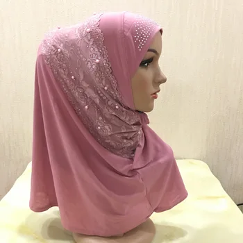 Nėriniai Hijab Šalikas Musulmonų Moterims Mergina Instand Hijabs Malda Skrybėlę Ramadanas Kaklo Padengti Headwrap Bžūp Islamo Duobute Skarelė Skara