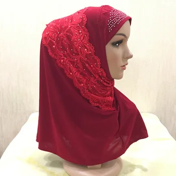 Nėriniai Hijab Šalikas Musulmonų Moterims Mergina Instand Hijabs Malda Skrybėlę Ramadanas Kaklo Padengti Headwrap Bžūp Islamo Duobute Skarelė Skara