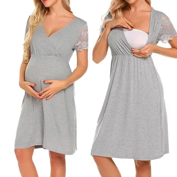 Nėriniai Motinystės Slaugos Pižama Nightgowns Krūtimi, T-marškinėliai, Suknelės Motinystės Pižama, Nėščios Moterys, Krūtimi naktiniai drabužiai