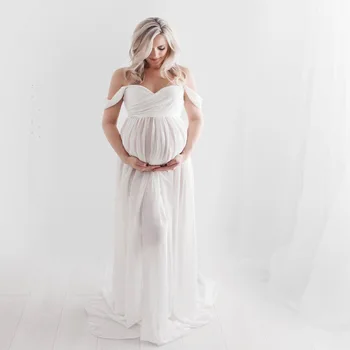 Nėštumo Dress Motinystės Foto Nėščia Priekyje Užsegamas Ilgos Suknelės Moterims, Drabužiai Maxi Suknelės Nėščioms Moterims, Drabužiai