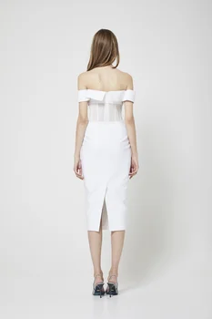 Ocstrade Vasaros Elegantiškas, Seksualus Off Peties Tvarstis Suknelė 2020 M. Moterų Tinklinio Baltas Tvarstis Suknelė Bodycon Klubas Vakare Šalis Suknelė
