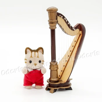 Odoria 1:12 Miniaure Mediniai Arfa su Juodos Muzikos Instrumentas Lėlių Žaislą Dovanų (Nė vienas Žaisti)