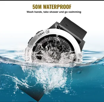 OHSEN Juoda Skaitmeninio Sporto Laikrodžiai Vyrams, Vandeniui LED Karinės Žiūrėti Mados Taktinis Laikrodis Žadintuvas Relogio Masculino