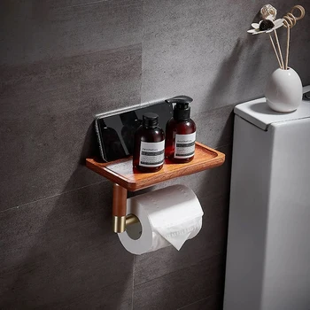 Oka medienos vonios kambarys popieriaus laikiklį Ąžuolo mobiliojo telefono stovas popieriaus laikiklį medienos vonios aksesuaras