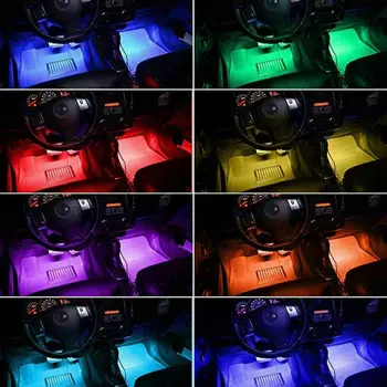 OKEEN LED Automobilių Koja Aplinkos Šviesos Lempa Su USB Belaidžio Nuotolinio Muzikos Kontrolės Kelių Rūšių Automobilių Interjero Dekoratyvinės Šviesos