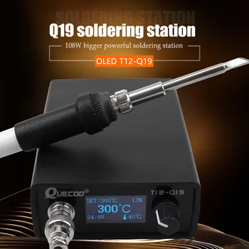 OLED T12-Q19 Litavimo Stotis Elektroninių suderinama AC/DC maitinimo su T12-907 Plastikinė rankena ir T12 geležies patarimai be powerplug