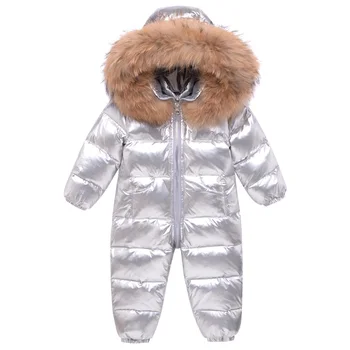 OLEKID -30 Laipsniu rusijos Žiemos Kūdikių Snowsuit tikrą Kailį Neperšlampamą Kūdikių Berniukų Žiemos Rompers Naujagimių Jumpsuit Bamblys Sniego Kostiumas