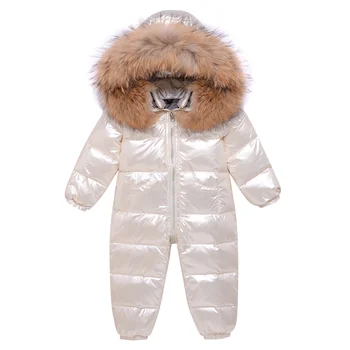 OLEKID -30 Laipsniu rusijos Žiemos Kūdikių Snowsuit tikrą Kailį Neperšlampamą Kūdikių Berniukų Žiemos Rompers Naujagimių Jumpsuit Bamblys Sniego Kostiumas