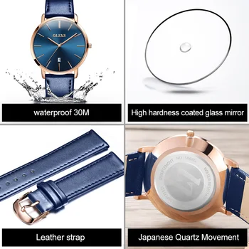 OLEVS Ultra plonas Vyrų Laikrodžiai Viršų markės Mados Atsitiktinis Suknelė Originali Oda Japonijos Kvarco Vandeniui Laikrodis vyrams