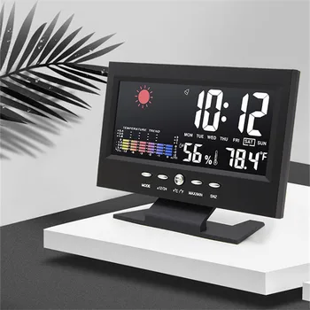 Oras Elektroninis Stalinis Laikrodis Lentelė LED Spalvotas Ekranas Prognozė, Temperatūra, Drėgmė, Amžiną Kalendorių Apšvietimas žadintuvai Meno