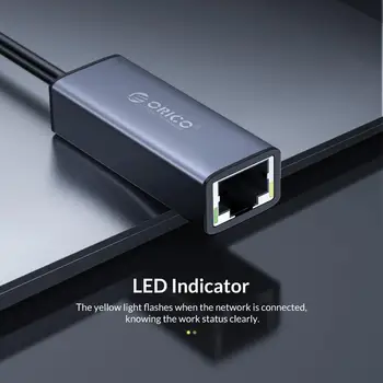 ORICO Aliuminio C Tipo Tinklo plokštės Tipas C iki RJ45 Gigabit Lan Adapteris USB C Ethernet 100/1000 