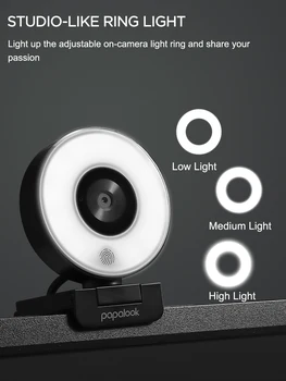 [Originalas]AUSDOM PA552 Kamera HD 1080P Fiksuotas Fokusavimas USB Web Kamera su Mikrofonu, Šviesos Trikojo PC Tampyti 