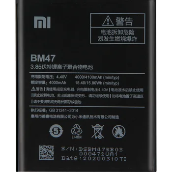 Originalaus Akumuliatoriaus BM47 Už Xiaomi Redmi 3 4X 3S 3X Redmi3 Pro Hongmi 3 Redrice 3x Autentiški, Telefono Baterija 4000mAh