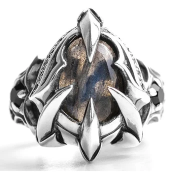 Originalaus dizaino velnio letena atidarymo reguliuojamas žiedo, punk, retro žavesio valdingas perdėti vyrų sidabro brand papuošalai