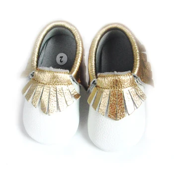 Originali Oda Kūdikių Mokasinai aukso kutas balti batai suvarstomi Kūdikių mokasinai fringe First Walker Chaussure naujagimių batai