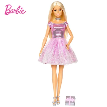 Originalias Barbie Lėlės su Gimtadieniu Lėlės, Žaislai Mergaitėms, Rausvos spalvos, Šalis Suknelė Barbie Drabužių su Šiuo Karšto Žaislai, Gimtadienio Dovana
