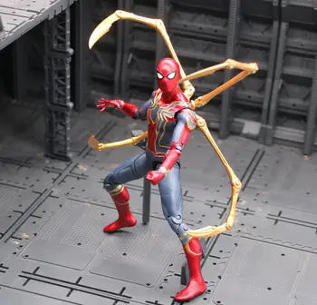 Originalus Disney 23cm Marvel Keršytojas Begalybės Karo Geležis Spider Žaislai žmogus-Voras PVC Veiksmų Skaičius, Kolekcines, Modelį, Superhero Žaislas D