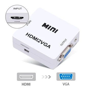 Originalus HD 1080P MINI HDMI į VGA Konverteris Su Audio HDMI į VGA Video Adapteris Box For Xbox360, PC DVD PS3
