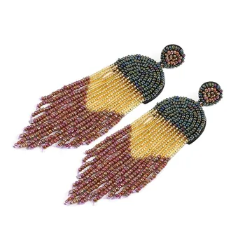 Originalus INS vėjo etninės auskarai rankų darbo zawalcowany spalvingas ryžių rutuliukai Bohemijos kutas auskarai Europos ir Amerikos auskarai