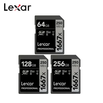 Originalus Lexar Atminties Kortelė 1667x V60 250MB/s Flash Kortelės 64GB 128GB 256 GB UHS-II U3 SD Kortelė, SDXC C10 3D 4K HD Vaizdo