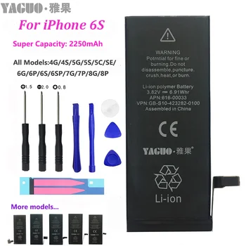 Originalus Mobiliojo Telefono Baterija Apple iPhone 6S 6GS iPhone6S Super Didelis Realias galimybes 2250mAh su Remonto Įrankių Rinkinys